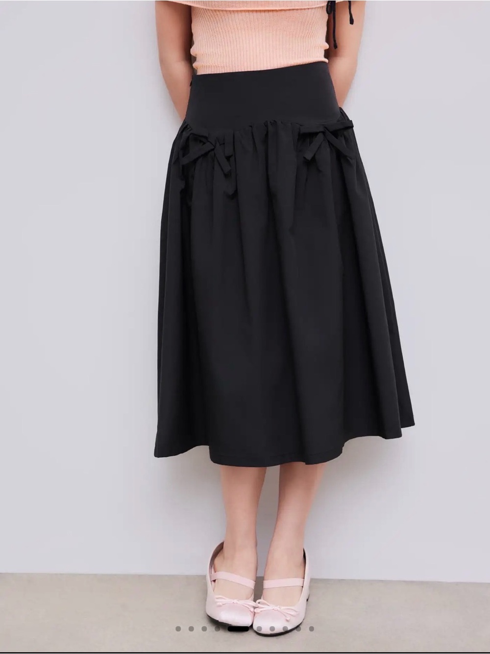 CIDER MID RISE BOWKNOT RUFFLE BLACK MIDI SKIRT SIZE SMALL NEW WITHOUT TAGS